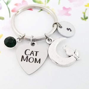 Cat Mom Keychain - Cat Lady Keychain - Cat Keychain - Cat Charm Keychain - Cat Jewelry - Cat Lover Keychain - Cat Mom Keychain Cat Gift
