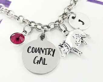 Pig Bracelet - Pig Bangle - Cowgirl Charm Bangle - Cowgirl Jewelry - Pig Charm Bracelet - Cowgirl Gift - Cowboy Bangle - Hog Bangle
