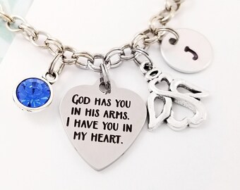God Has You Bangle - Memorial Bangle - Angel Bracelet - Bereavement Jewelry - Sympathy Gift - Loss of Child Bangle - Infant Loss