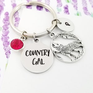 Howling Wolf Keychain - Cowgirl Keychain - Wolf Charm Keychain - Country Girl Keychain - Cowgirl Gift - Cowboy Keychain Spirit Animal Gift