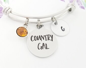 Country Gal Bangle - Cowgirl Bracelet - Cowgirl Charm Bangle - Cowgirl Jewelry - Country Girl Bracelet - Cowgirl Gift - Cowboy Bangle