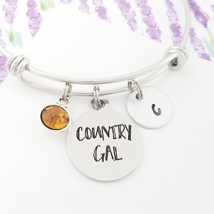 Country Gal Bangle - Cowgirl Bracelet - Cowgirl Charm Bangle - Cowgirl Jewelry - Country Girl Bracelet - Cowgirl Gift - Cowboy Bangle