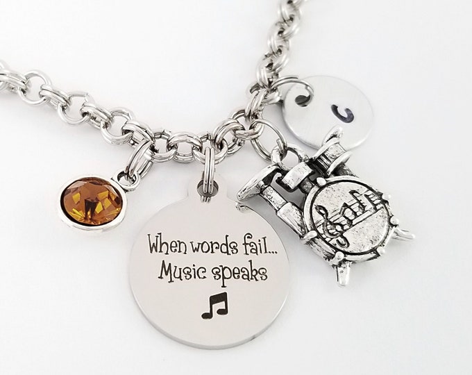 Drum Set Bracelet - Drummer Bangle - Percussionist Bracelet - Music Bracelet - Drumset Charm Bracelet - Drum Set Charm Bangle Drummer Gift
