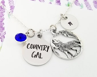 Howling Wolf Necklace - Cowgirl Necklace - Country Gal Necklace - Wolf Jewelry - Cowgirl Gift - Cowboy Necklace - Wolf Jewelry