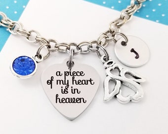 A Piece of My Heart Bangle - Memorial Bangle - Angel Bracelet - Bereavement Jewelry - Sympathy Gift - Loss of Child Bangle - Infant Loss
