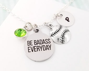 Baseball Necklace - Baseball Necklace - Birthstone Necklace - Softball Necklace - Sports Necklace - Baseball Gift - Baseball Player Gift