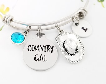 Cowgirl Hat Bracelet - Country Gal Bangle - Cowgirl Charm Bangle - Cowgirl Jewelry - Country Gal Bracelet - Cowgirl Gift - Cowboy Bangle