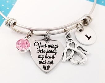 Your Wings Were Ready Bangle - Memorial Bangle - Angel Bracelet - Bereavement Jewelry - Sympathy Gift - Loss of Child Bangle - Infant Loss