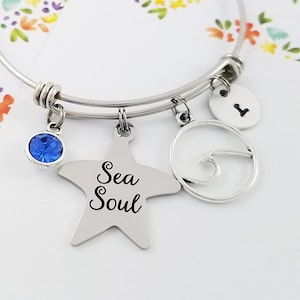 Wave Bracelet - Ocean Girl Bangle - Ocean Lover Bracelet - Ocean Charm Bangle - Beach Bracelet - Sea Soul Bangle - Beach Wedding Bracelet