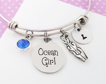 Surfboard Bracelet - Ocean Girl Bangle - Surf Bangle - Surfer Bracelet - Beach Bracelet - Sea Soul Bangle - Beach Wedding Bracelet