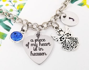 A Piece of My Heart Bangle - Memorial Bangle - Angel Bracelet - Bereavement Jewelry - Sympathy Gift - Loss of Child Bangle - Infant Loss