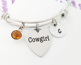 Cowgirl Bracelet - Country Gal Bangle - Cowgirl Charm Bangle - Cowgirl Jewelry - Country Girl Bracelet - Cowgirl Gift - Cowboy Bangle