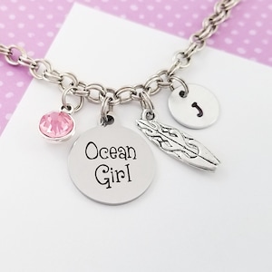 Surfboard Bracelet - Ocean Girl Bangle - Surfer Bangle - Ocean Charm Bangle - Surf Bracelet - Sea Soul Bangle - Beach Wedding Bracelet