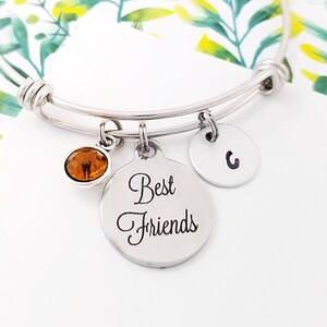 Best Friends Bangle - Best Friend Charm Bracelet - Personalized Bracelet - Custom Gift - Initial Bracelet - Gift for Best Friend Bangle
