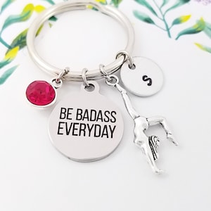 Gymnast Keychain - Gymnastics Charm Keychain - Be Badass Everyday Keychain - Gymnast Keychain - Initial Keychain - Personalized Keychain