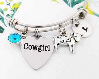 Cow Bracelet - Country Girl Bangle - Cowgirl Charm Bangle - Cowgirl Jewelry - Cow Bangle - Cowgirl Gift - Cowboy Bangle - Cowgirl Bracelet