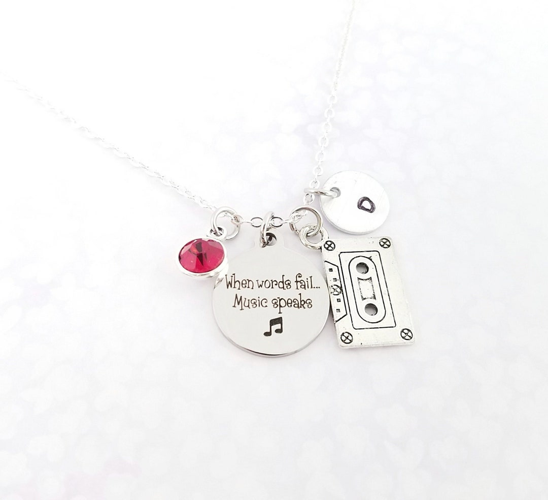 Silver Tone Mix Tape Necklace - Music Necklace - Musician Necklace