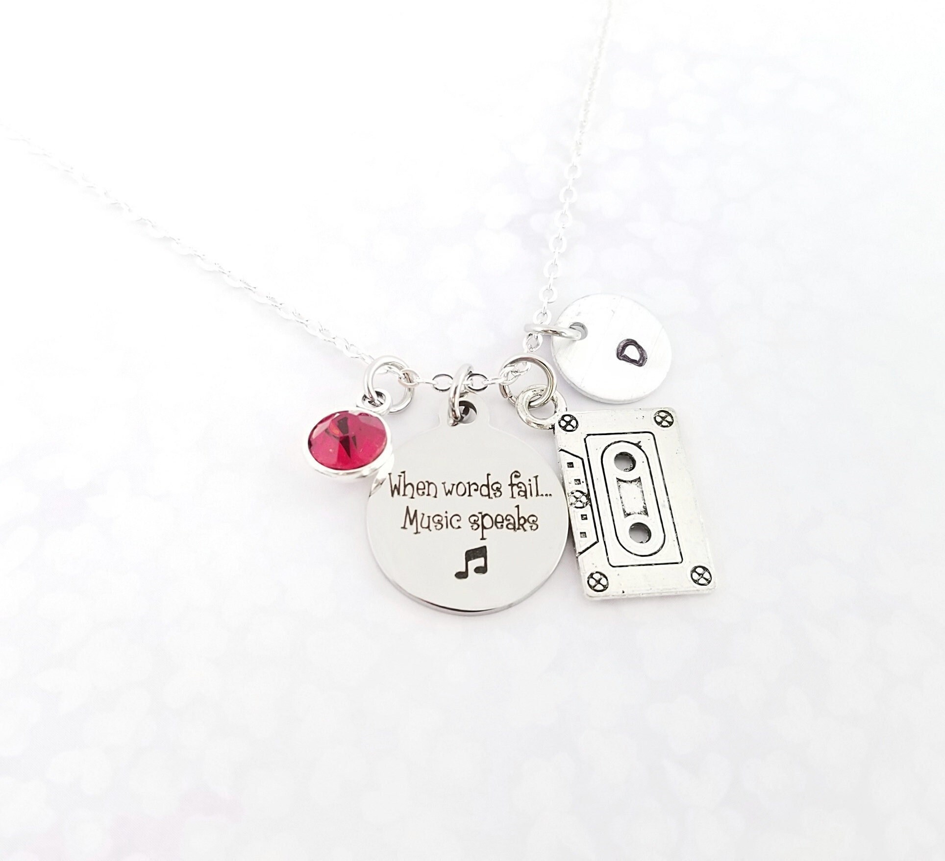 Silver Tone Mix Tape Necklace - Music Necklace - Musician Necklace