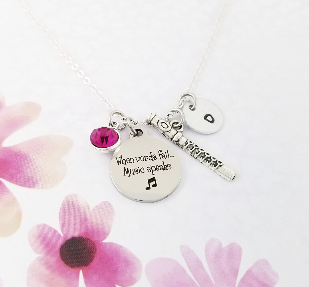 Flute Necklace Music Necklace Musician Necklace Band Necklace Flute