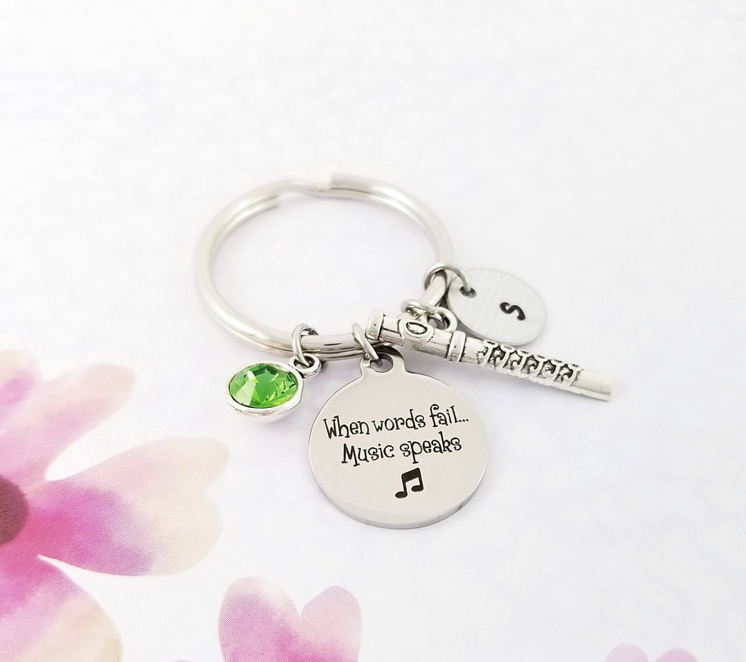 Flute Keychain Music Keychain Musician Keychain Band Gift Music Note