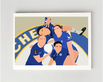 T4 Print - Chelsea FC Women | Illustration, Barclays WSL, Football, Poster | A4, A5