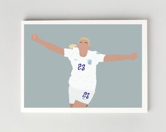 Alessia Russo Back-Heel Celebration Print - Lionesses | Illustration, Barclays WSL, Football, Poster | A4, A5