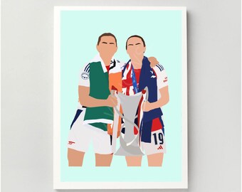 Katie McCabe and Caitlin Foord Champions League - Arsenal Women | Illustration, Barclays WSL, Football, Poster | A4, A5