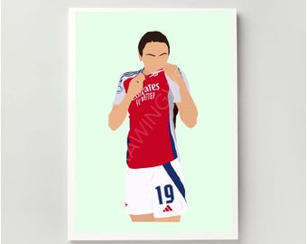 Caitlin Foord Print - Arsenal Women | Illustration, Barclays WSL, Football, Poster | A4, A5