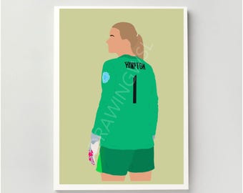 Hannah Hampton Euros Print - Lionesses | Illustration, Barclays WSL, Football, Poster | A4, A5