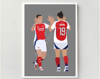 Katie McCabe and Caitlin Foord - Arsenal Women | Illustration, Barclays WSL, Football, Poster | A4, A5