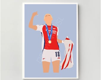 Chloe Kelly Here To Stay Print - Arsenal Women | Illustration, Barclays WSL, Football, Poster | A4, A5