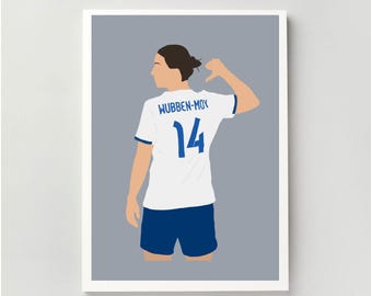 Lotte Wubben-Moy Print - Arsenal Women - Lionesses | Illustration, Barclays WSL, Football, Poster | A4, A5