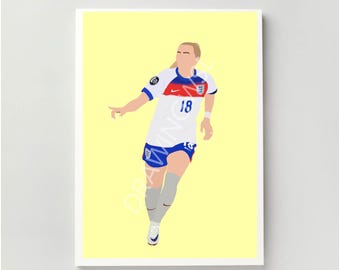 Chloe Kelly Euros Celebration Print - Lionesses | Illustration, Barclays WSL, Football, Poster | A4, A5