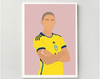 Stina Blackstenius Print - Sweden | Illustration, Barclays WSL, Football, Poster | A4, A5
