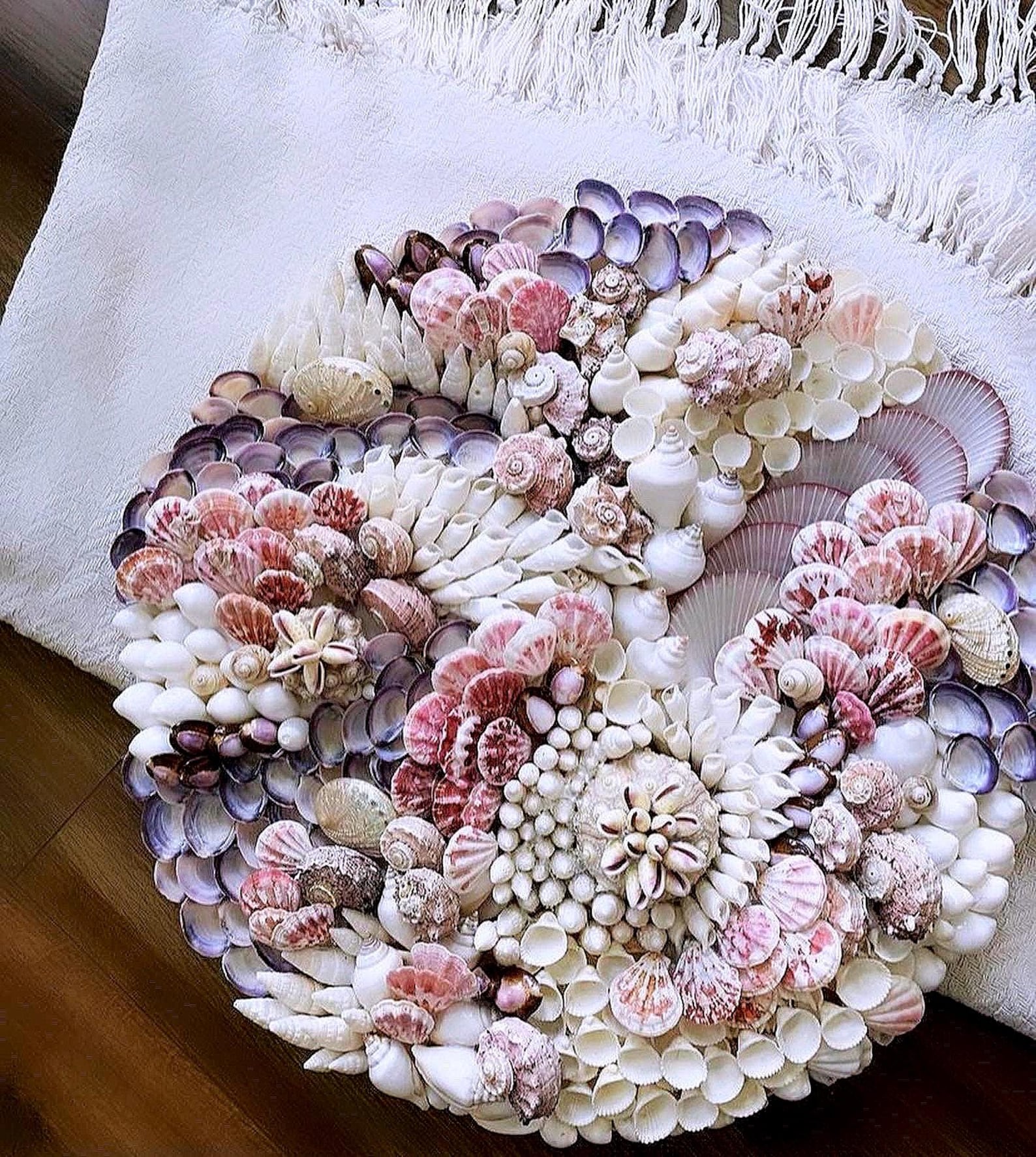 Shell Mermaid Theme Seashell Wall Mosaic –“mermaids Gardens” Pink Purple Sea Shells ...