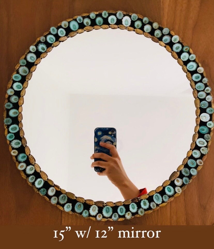 AQUA RIVER MIRROR Natural Shells Blue & Brown Seashells Etsy