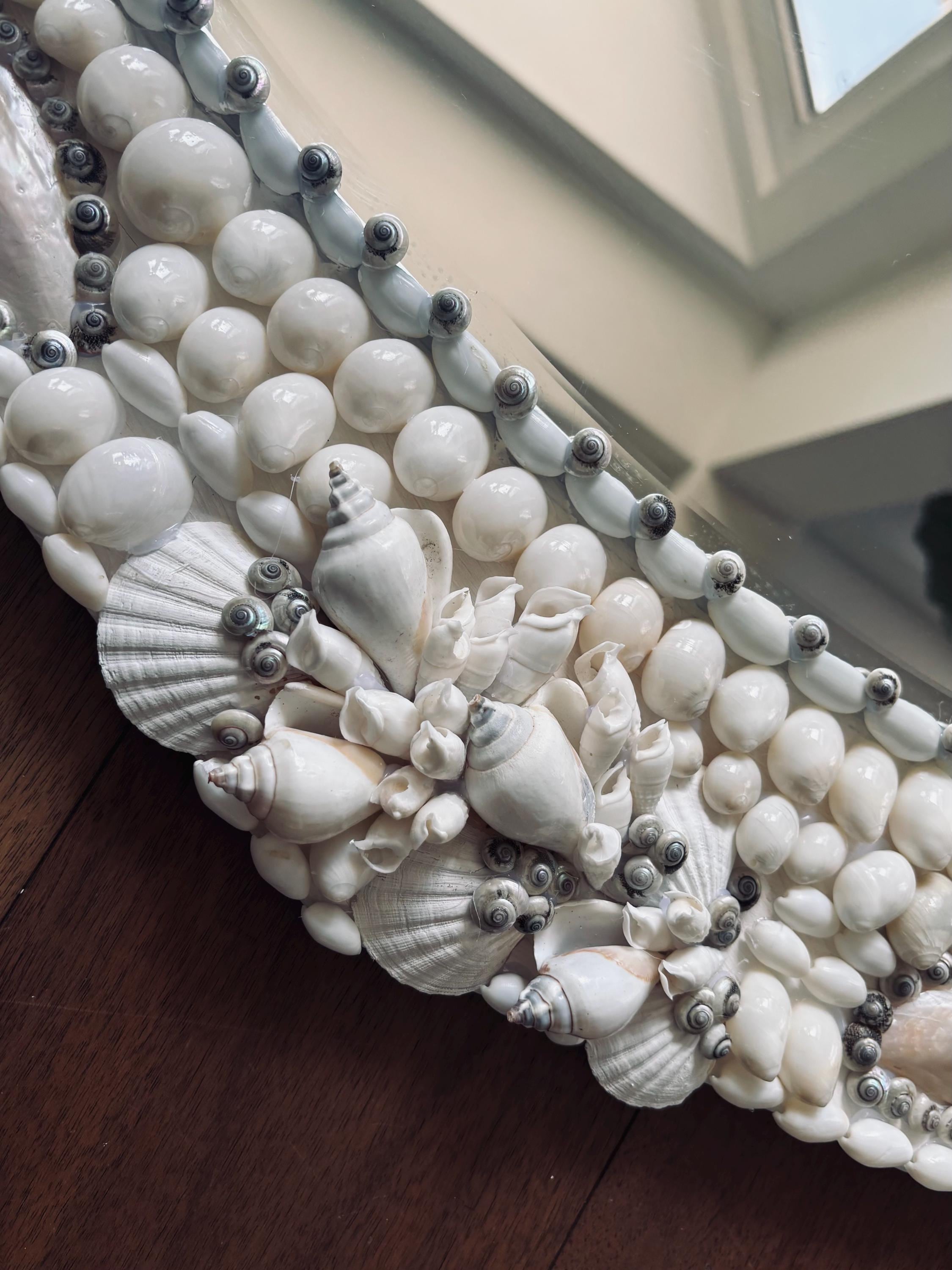 Handmade Seashell Mirror – “emma Pearlized Shell Mirror” Natural
