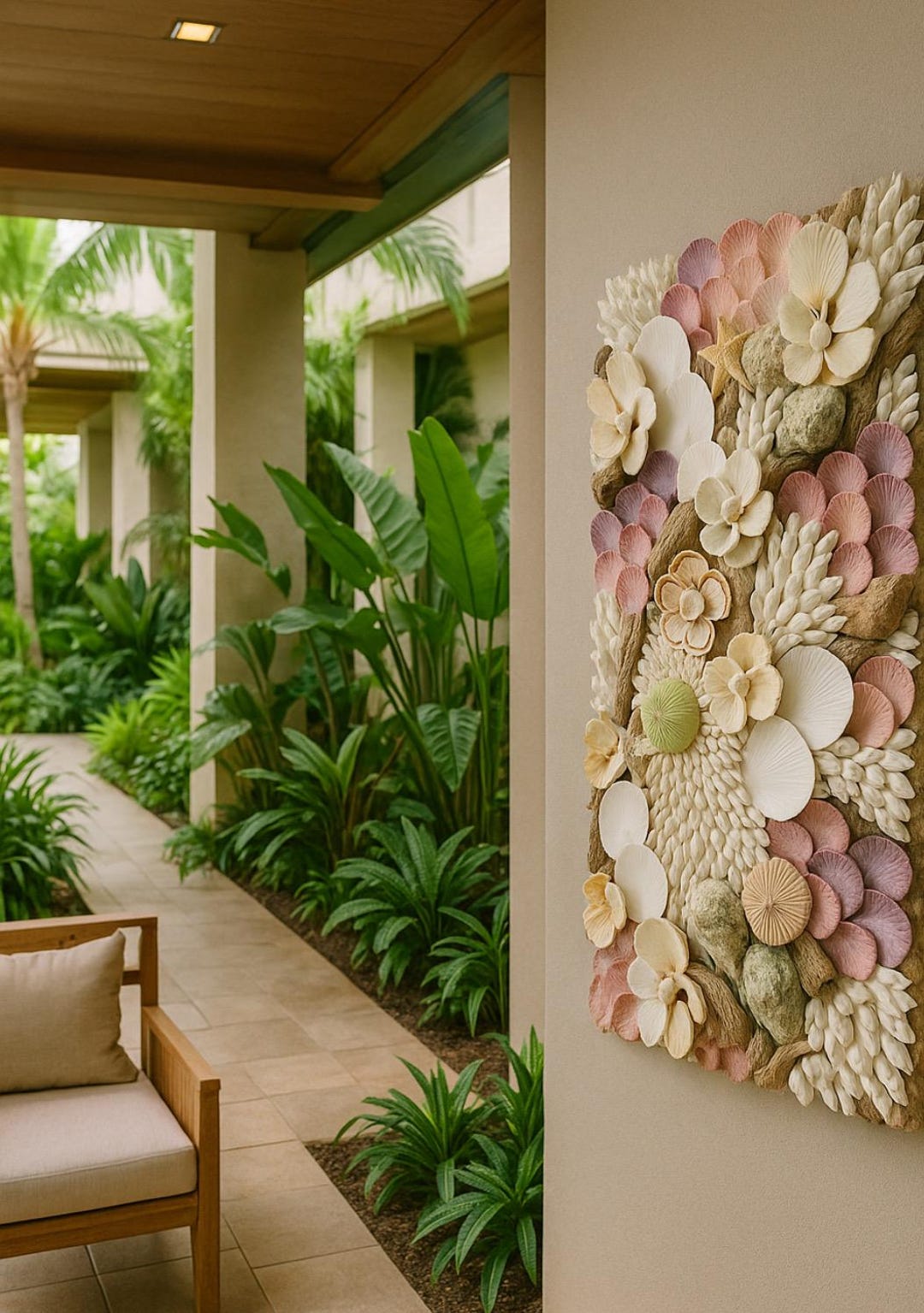 Zen Shell Decor Seashell Wall Panel – “ocean Floor” Coastal Zen Mosaic Sculpture ...