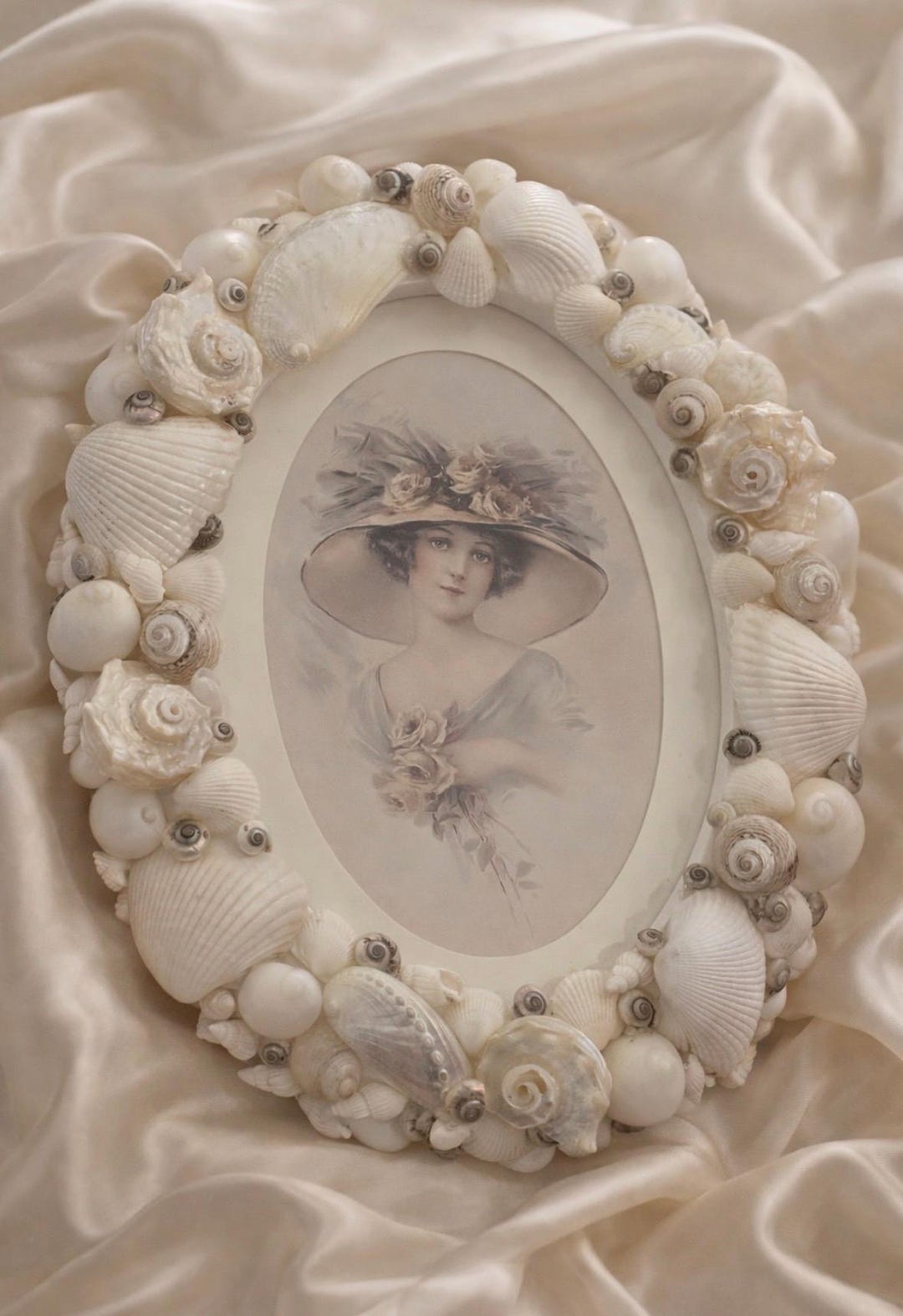 Oval Seashell Frame - Natural White and Pearlized Shells “charlotte ...