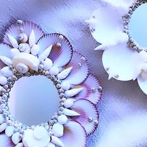 ESMERALDA SHELL DECOR All Natural Rare Seashell Wall Hanging Mirror Nautical High End Coastal Beach Décor Seashell Art Natural Pearlized