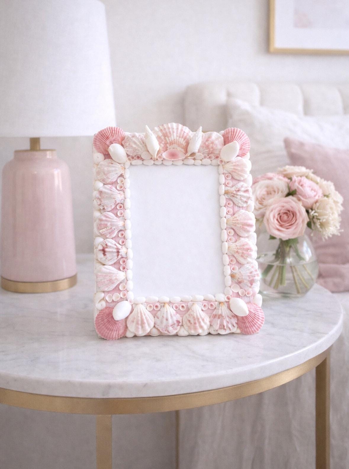 Pink Seashell Picture Frame, Nautical Coastal Decor - Etsy