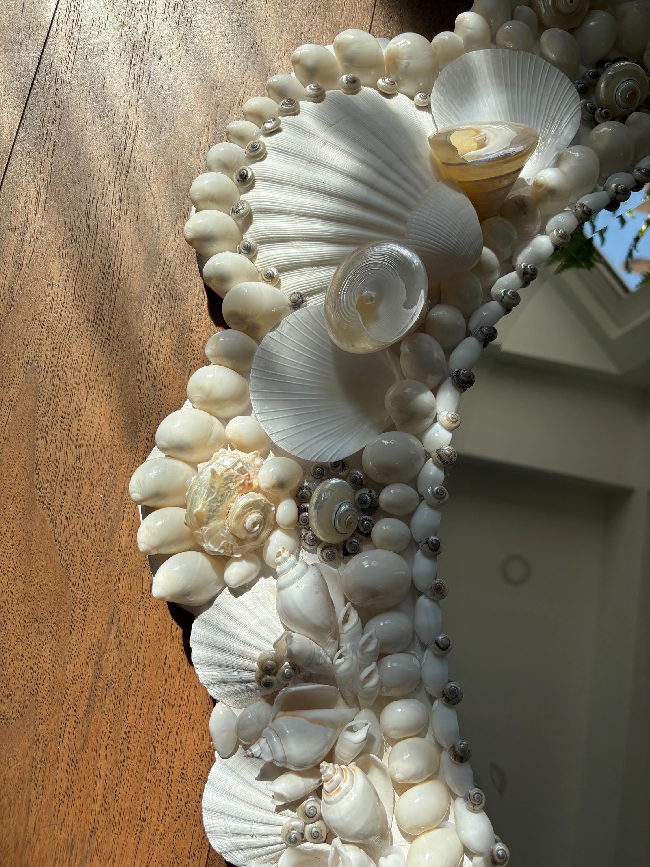 Handmade Seashell Mirror – “emma Pearlized Shell Mirror” Natural
