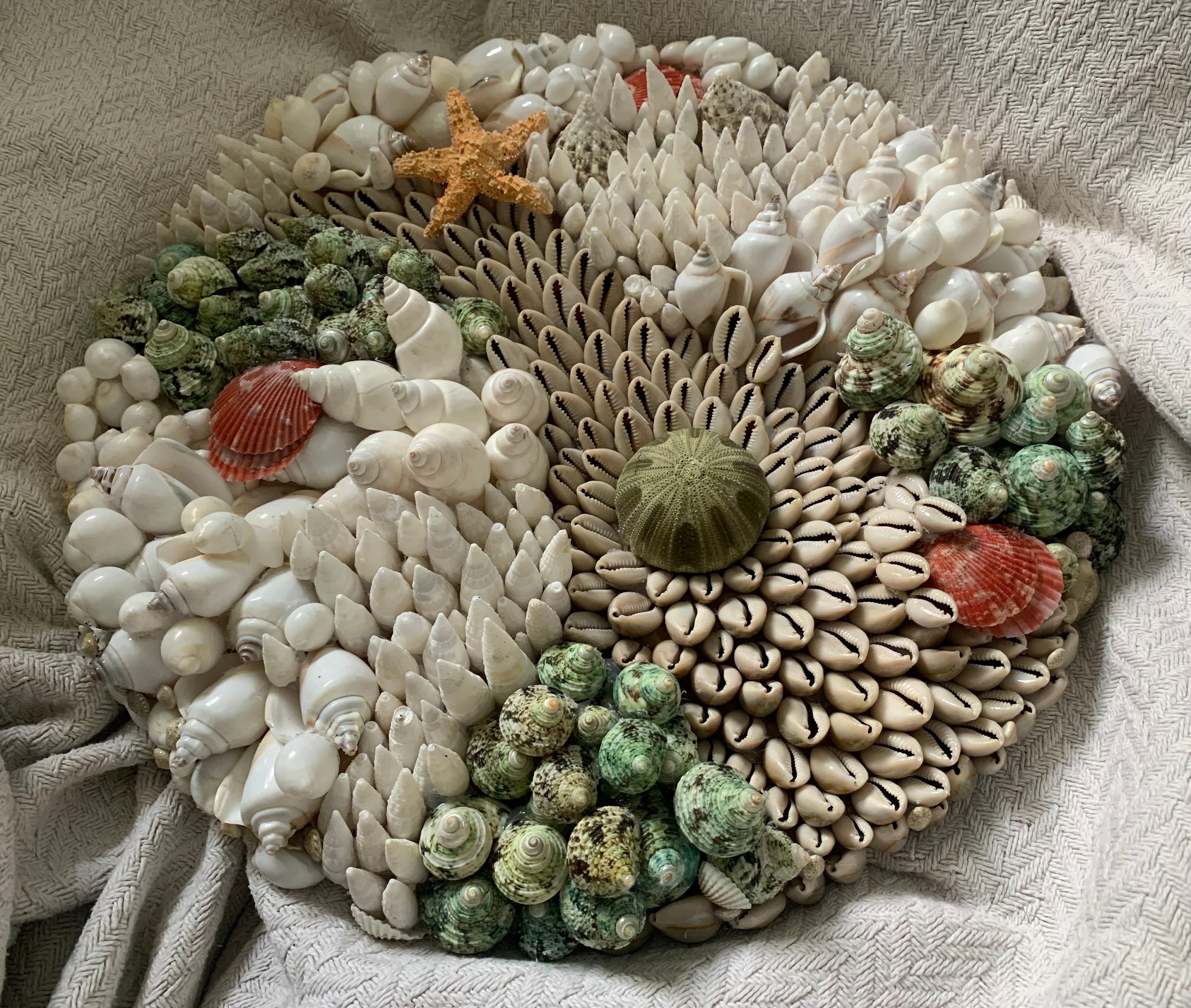 Seashell Wall Mosaic DEEP SEA CORALREEF Natural Sea Shells Urchins