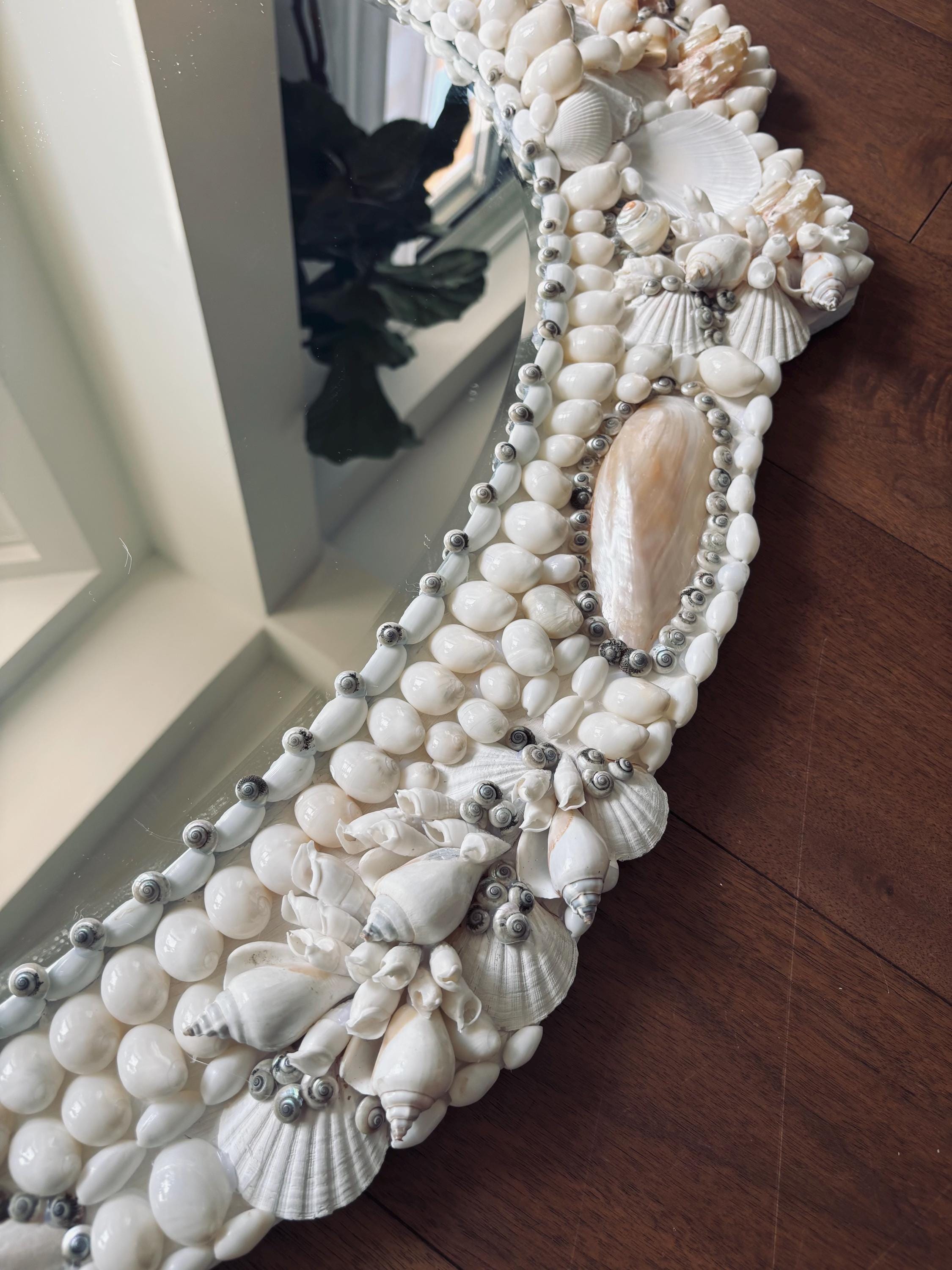 Handmade Seashell Mirror – “emma Pearlized Shell Mirror” Natural
