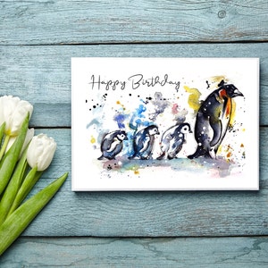 Pinguin Karte, Personalisieren Sie mit einer Nachricht, alle Anlass Karte, Wildtier Karte, Pinguin Liebhaber, Vogel Liebhaber Karte, Geburtstagskarte