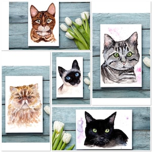 de chat | carte d'anniversaire | Chat tigré | carte siamoise | Chat noir | Chat persan | Chat brun | emballages multiples | célibataire |