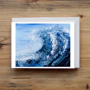 Karta z pozdrowieniami z oceanu, karta z falami oceanu, karta z podziękowaniami, specjalna karta, woda, niebieski, pusta karta, karta urodzinowa, po prostu, żeby powiedzieć