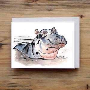 Nijlpaardwenskaart, verjaardagskaart, bedankkaart, speciaal, nijlpaardliefhebber, aan je denken, cadeaus, dierenkaart, schattig, dierentuin, elke gelegenheid