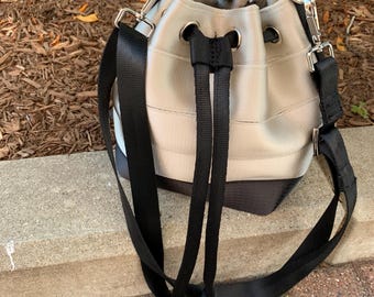 Classic Series Mini Esby Seat Belt Bucket Bag in Cream and Black