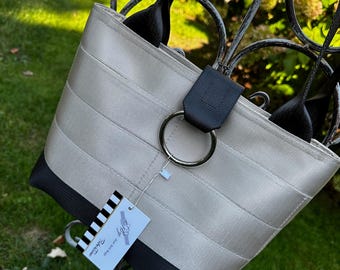 The Classic Series Seat Belt Market Tote in Cream and Black